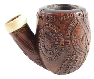 LOT #1076: EXCEPTIONAL CIVIL WAR CARVED PIPE OF JOHN CRAWFORD CO. F 18TH NEW YORK VOLUNTEERS